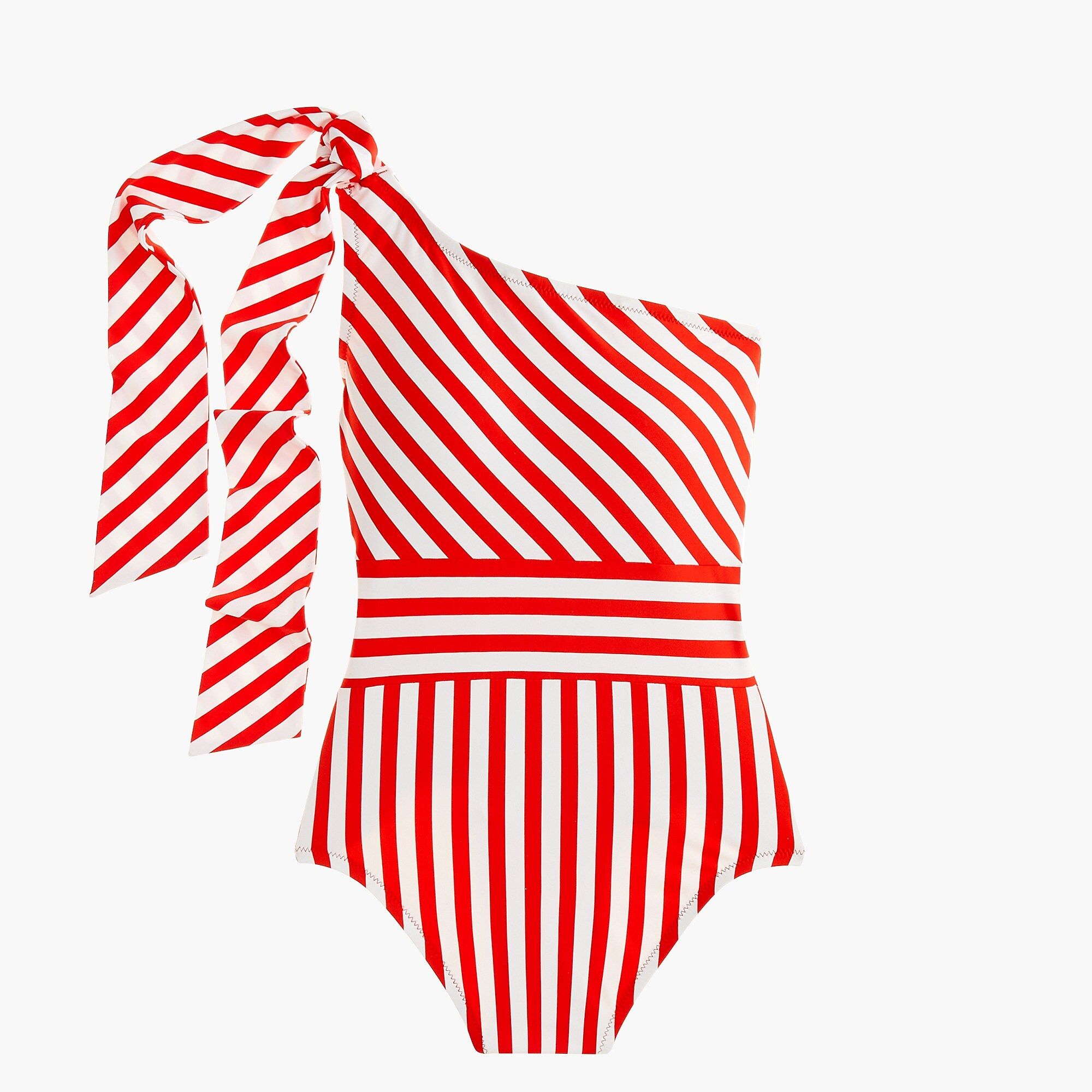 Bow shoulder one-piece swimsuit in classic stripe print | J.Crew US