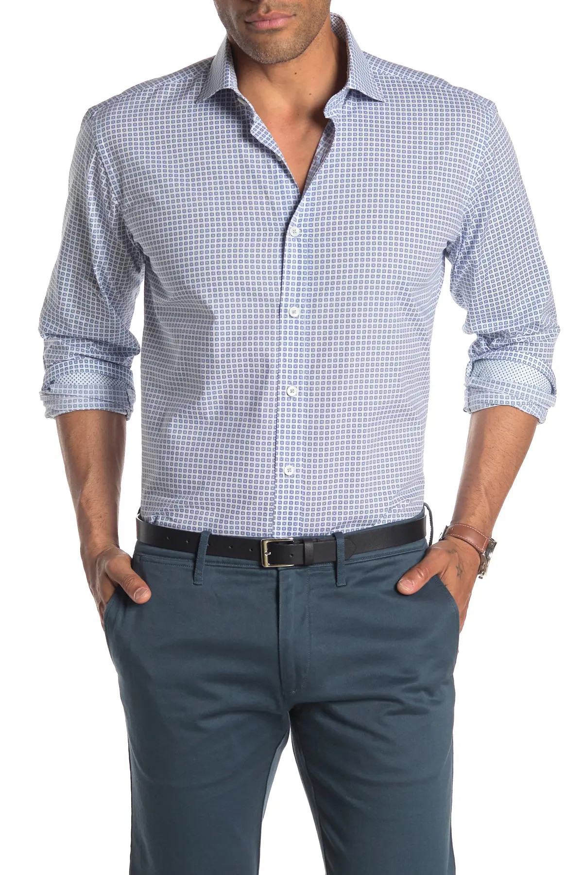 Bugatchi Long Sleeve Shaped Fit Printed Shirt at Nordstrom Rack | Nordstrom Rack