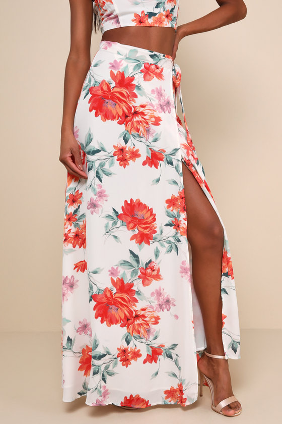 Bloom With a View White Floral Print Two-Piece Maxi Dress | Lulus