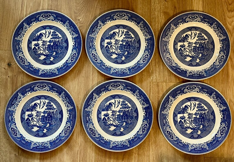 RARE Vintage 1950s Willow Ware Blue Willow Dinner Plates 10 D by Royal China 6 Plates Available C... | Etsy (US)