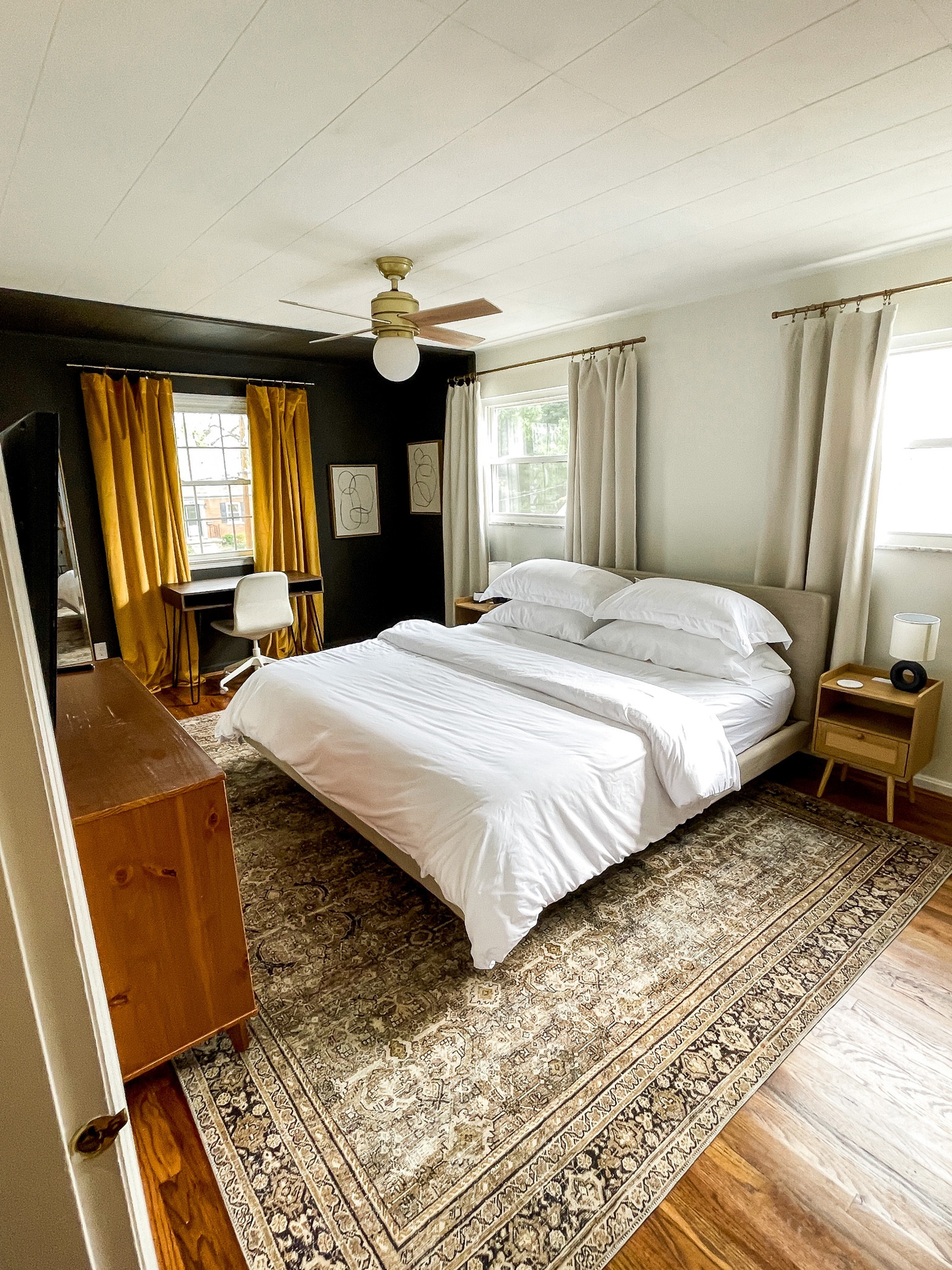 The Respite House me primary bedroom 🫶🏽

Bedframe- Article
Dresser- fb marketplace
Desk and chair- fb marketplace
Mirror- homegoods 

#LTKhome