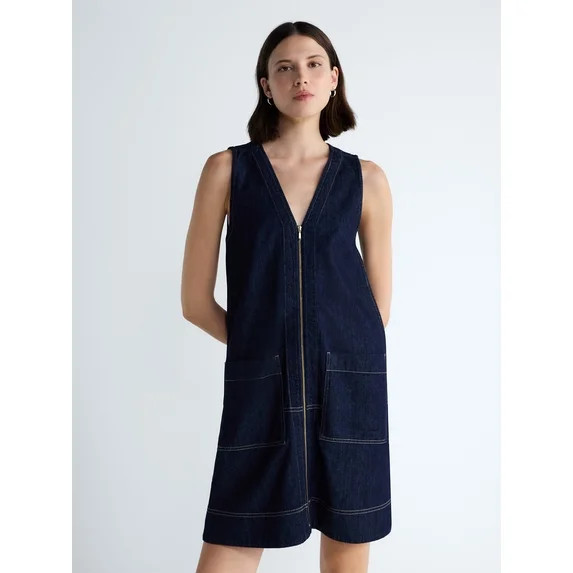Free Assembly Women's and Women's Plus Sleeveless Denim A Line Mini Dress, Sizes XS-4X | Walmart (US)