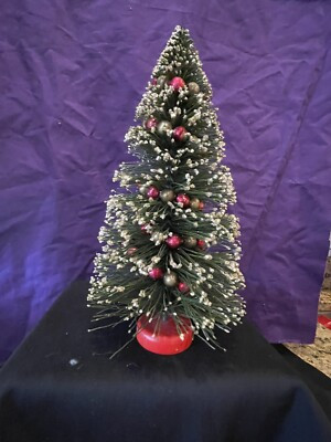 VTG ST NICK 10” BOTTLE BRUSH TREE WITH STRINGS OF MINI ORNAMENTS AROUND THE TREE  | eBay | eBay US