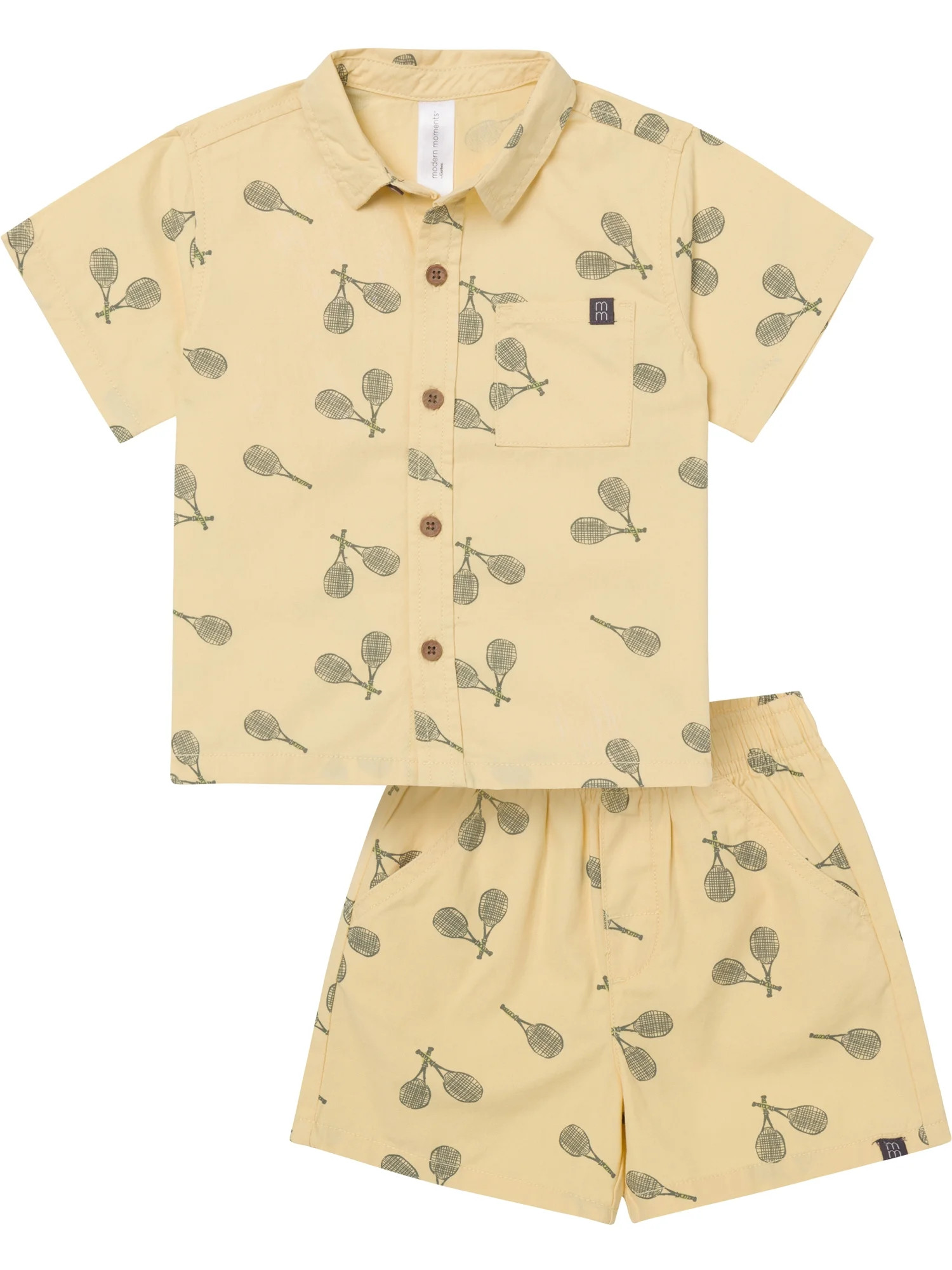 Modern Moments by Gerber Toddler Boy Button Front Shirt with Pocket and Short Set, 2-Piece, Sizes... | Walmart (US)