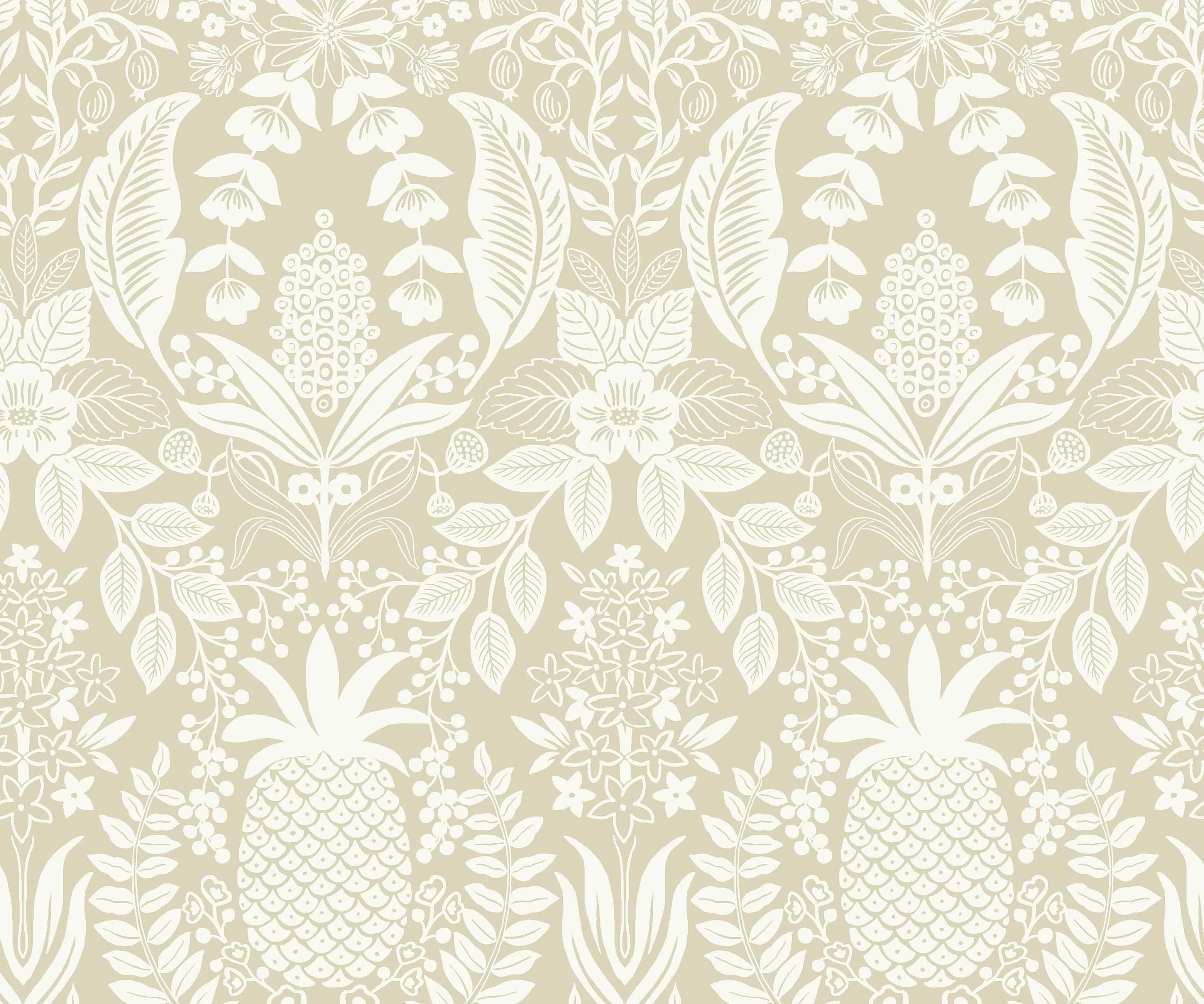 Pineapple Damask Wallpaper - Linen | Rifle Paper Co.
