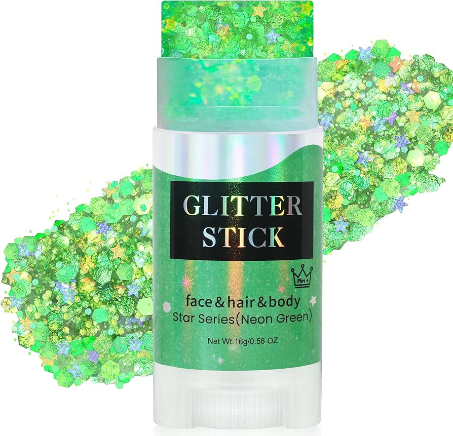 MEICOLY Light Green Body Glitter Stick,Green Accessories for Spirit Week,Alien Face Glitter,Hair ... | Amazon (US)
