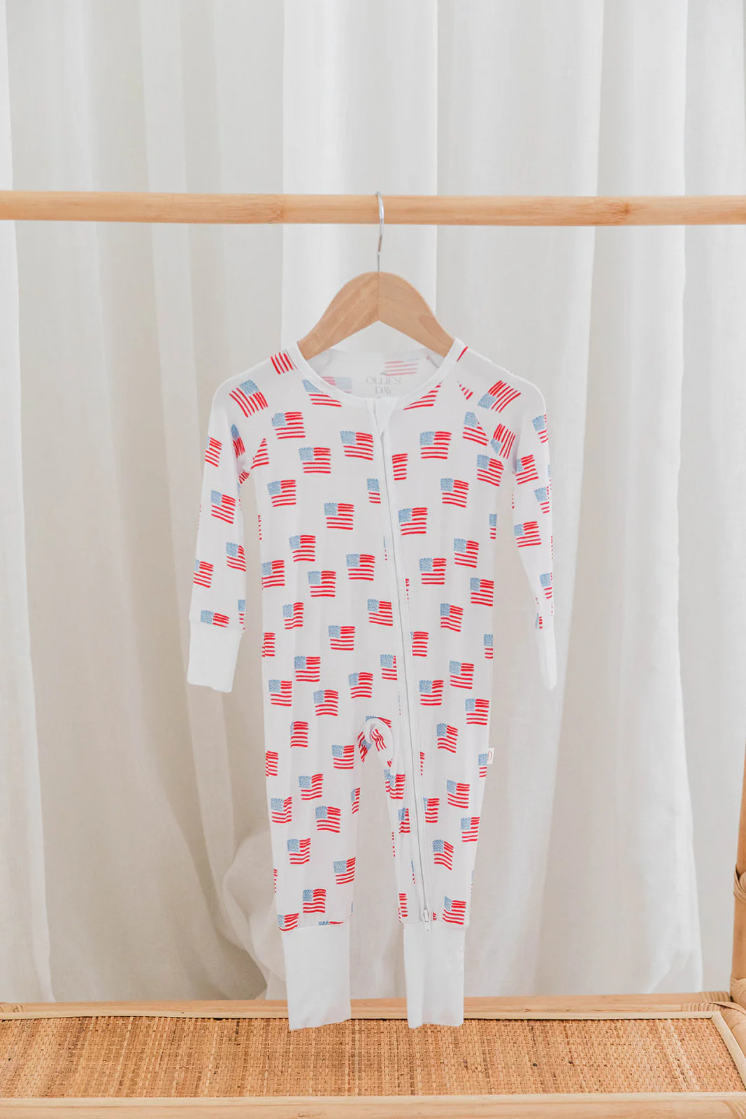 All-American Flag 4th of July Zippered Romper Loungewear | Ollie's Day