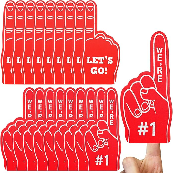 Amazon.com: Clofiak 18Pcs Mini Foam Fingers, Red Foam Finger #1, Baseball, Football, Party Favors... | Amazon (US)