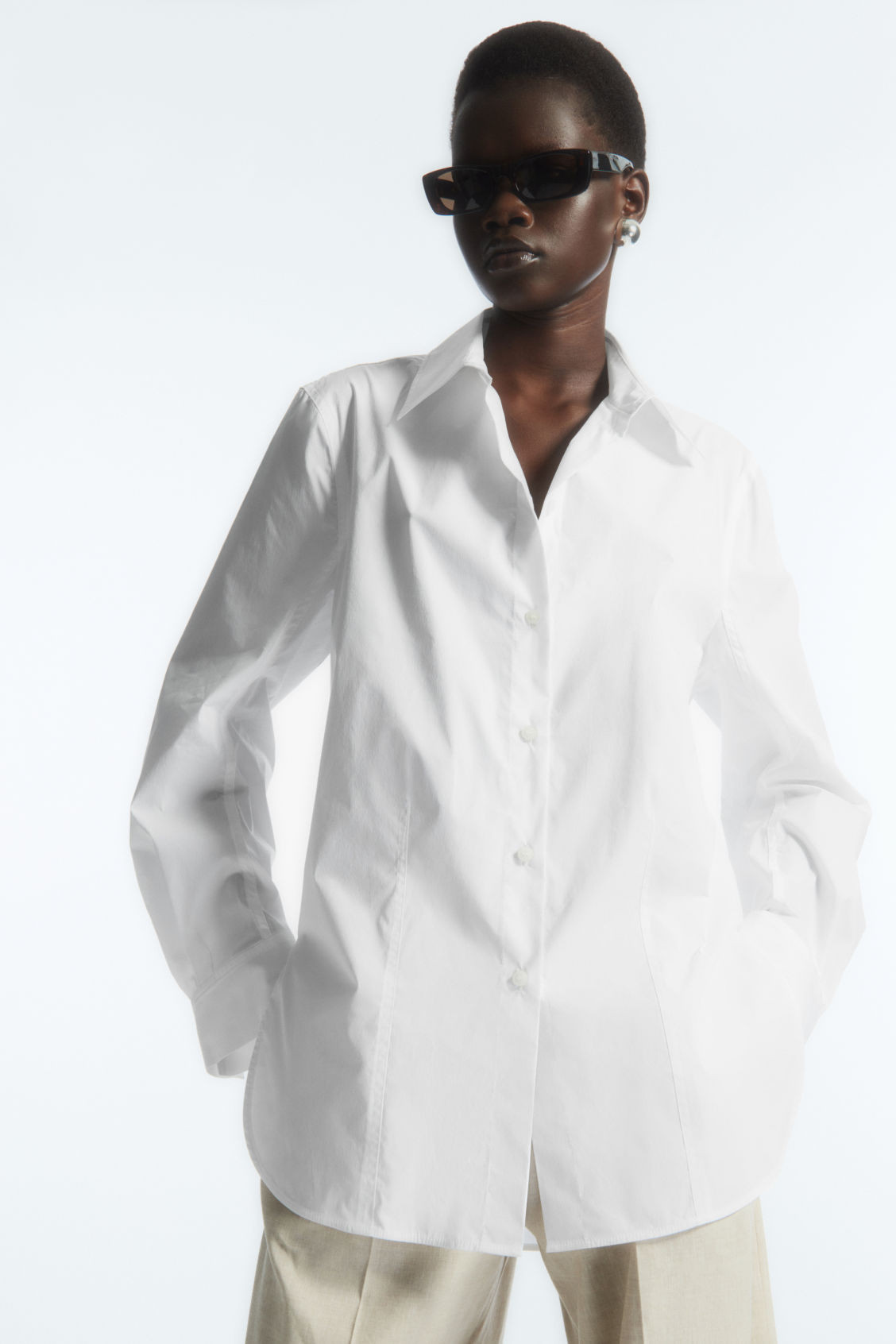 OVERSIZED COTTON-BLEND SHIRT | COS (US)
