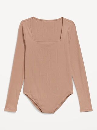 Long-Sleeve Square-Neck Rib-Knit Bodysuit for Women | Old Navy (US)