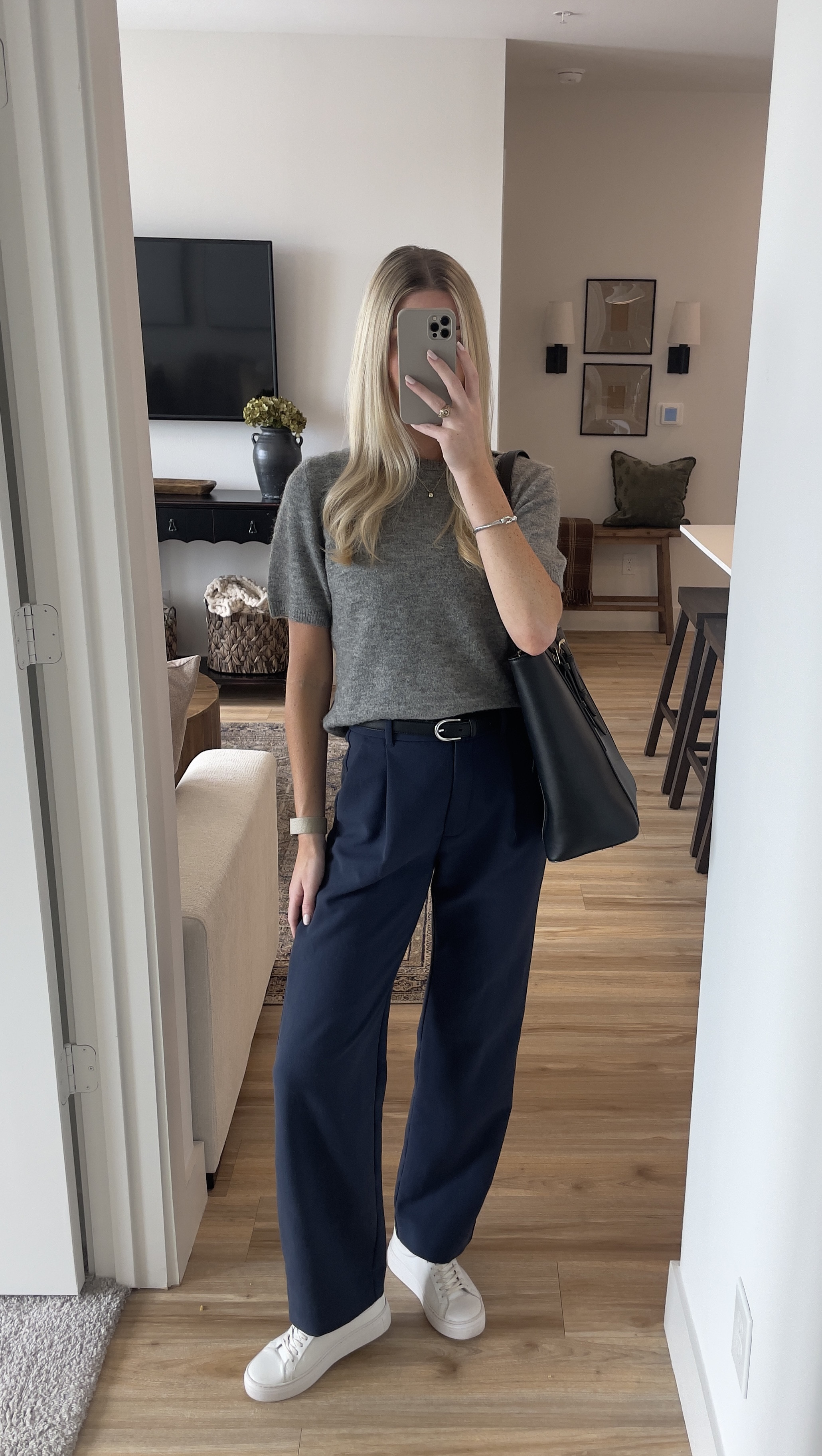 Easy Business Casual outfit ft. Navy Abercrombie trousers, grey H&M sweater, and white sneakers! 

Spring and summer work outfit/
workwear/ trousers outfit/ sneakers/ affordable work outfit/ amazon belt/ Amazon workwear/ Abercrombie pants/ Abercrombie finds/ capsule wardrobe/ minimalist outfit/ office outfit 

#LTKFindsUnder50 #LTKStyleTip #LTKWorkwear