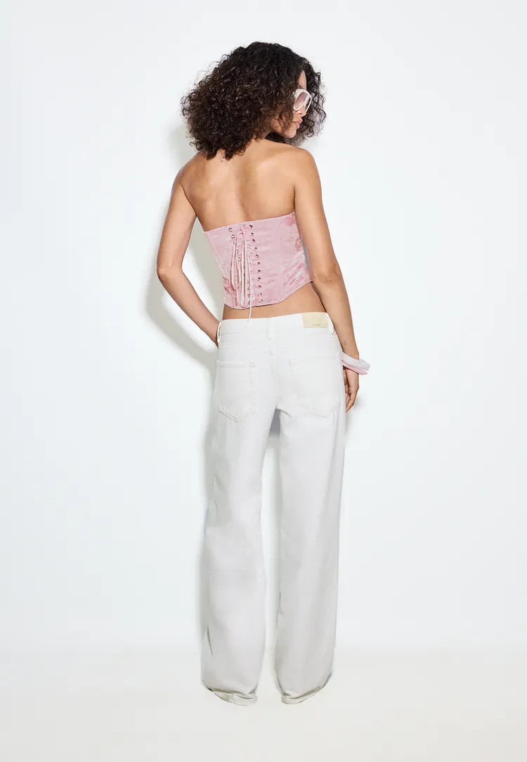 D91 low wide-leg twill jeans - Women's Petite & Tall | Stradivarius United Kingdom | Stradivarius (UK)