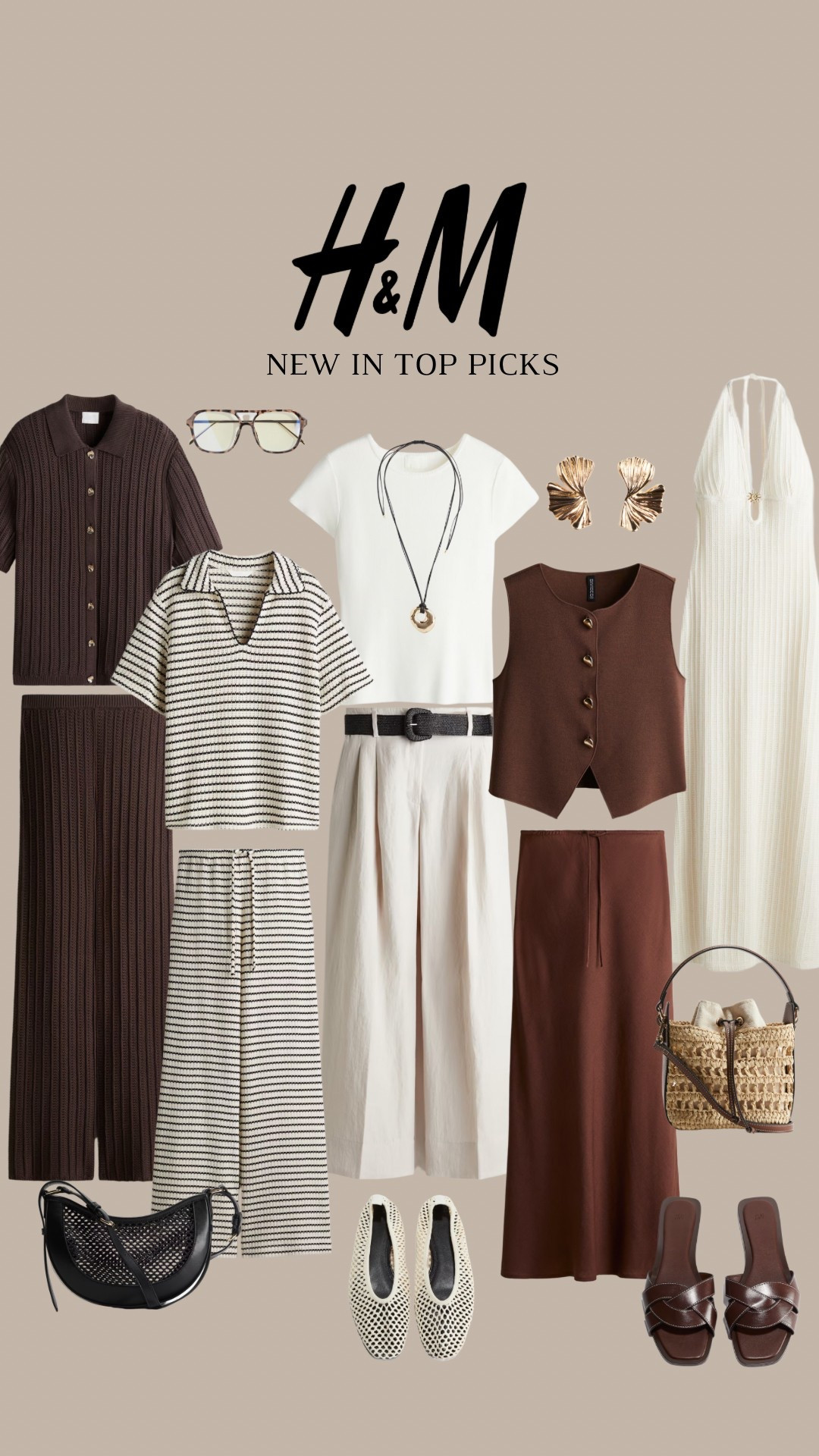 H&M new in top picks 🤎

Co ord, chocolate brown, linen trousers, satin skirt, brown sandals, stripes, pendant necklace, basket bag 

#LTKuk #LTKspring #LTKstyletip