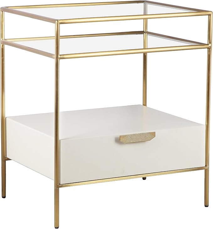 Tov Furniture Darla Cream Glass Nightstand | Amazon (US)