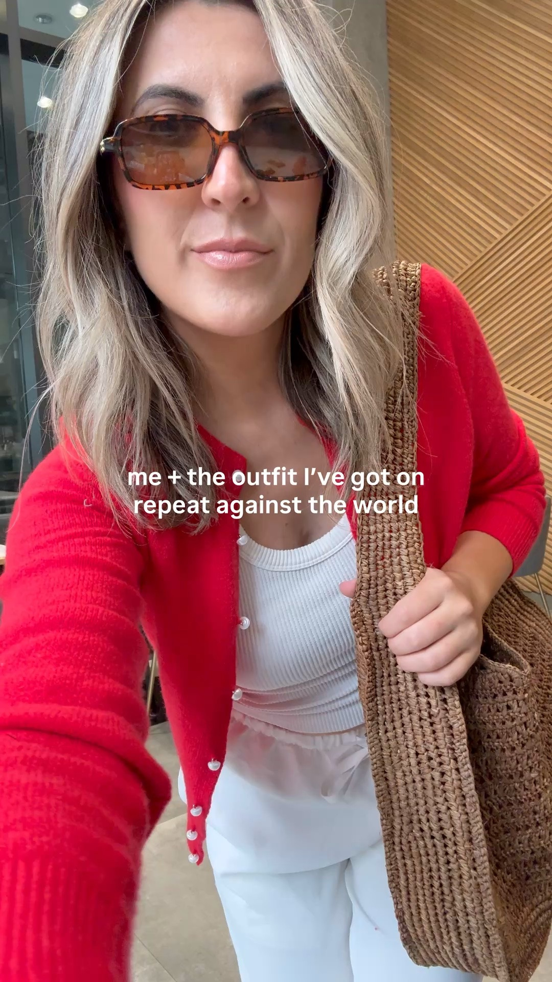 Red cardigan + lodge pant in cream for a polished summer look ❤️

#LTKcanada #LTKsummer #LTKworkwear