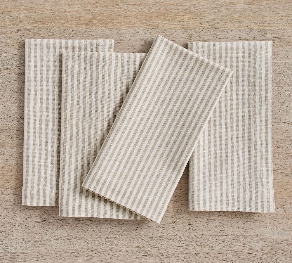Wheaton Striped Linen/Cotton Napkins - Set of 4 | Pottery Barn (US)