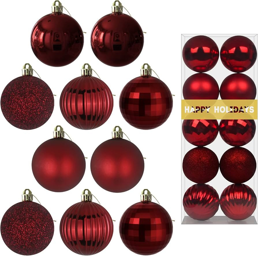 Maroon 2.5" Christmas Balls Christmas Tree Decoration Ornaments Shatterproof Hanging Balls for Bi... | Amazon (US)