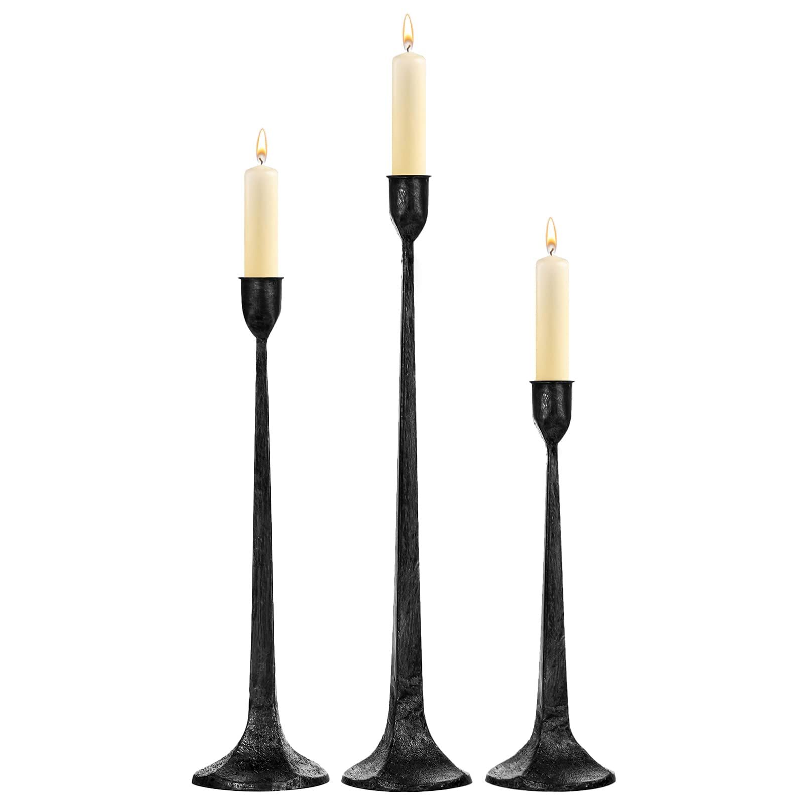 Iron Taper Candle Holder Set of 3 - Decorative Tall Candle Stand, Candlestick Holder for Wedding,... | Amazon (US)