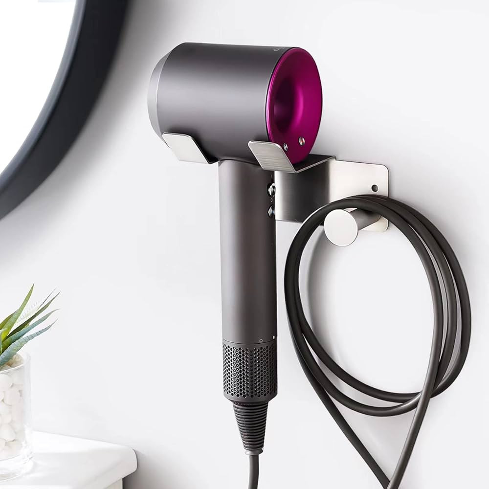 Hair Dryer Holder Hair Dryer Holder Wall Mounted, Self Adhesive SUS304 Blow Dryer Holder Compatib... | Amazon (US)