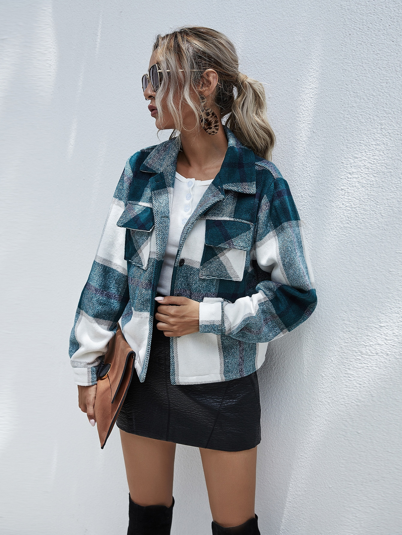 Flap Pocket Plaid Jacket | SHEIN