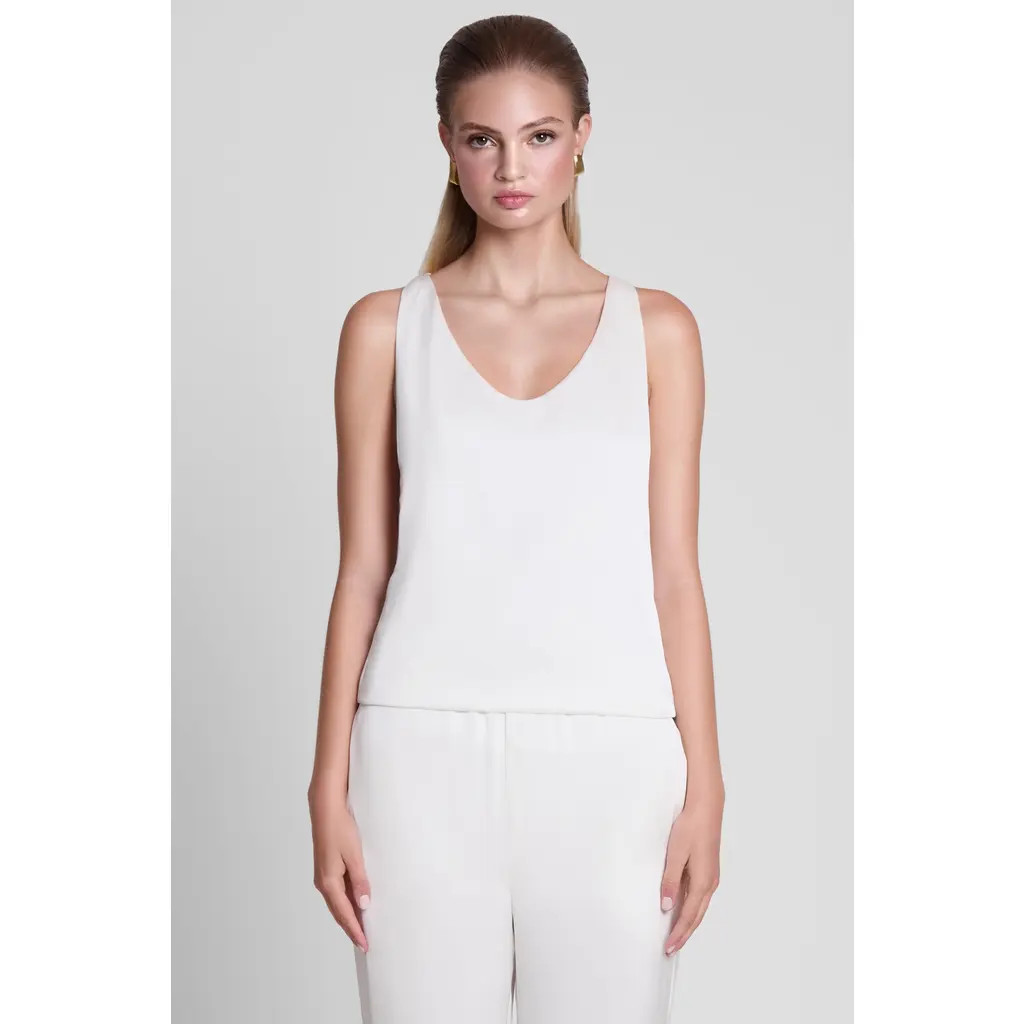 LEAU Suri Satin Racerback Top in White at Nordstrom, Size X-Large | Nordstrom