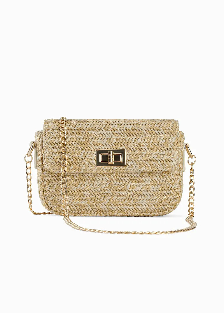 Sommerliche Umhängetasche mit goldfarbenen Details - beige | Bonprix DE