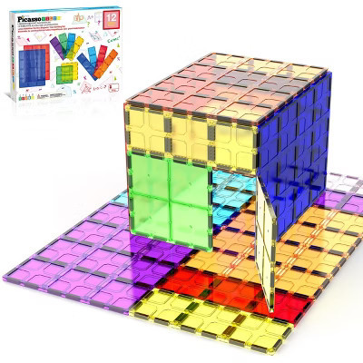 PICASSO-TILES Large Magnetic Tiles Building Blocks for Kids - 12PCS STEM Construction Educational Toy | Target