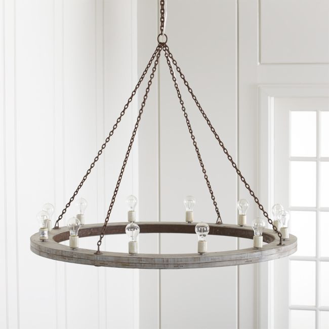 Geoffrey 48" Round Wood Chandelier | Crate & Barrel