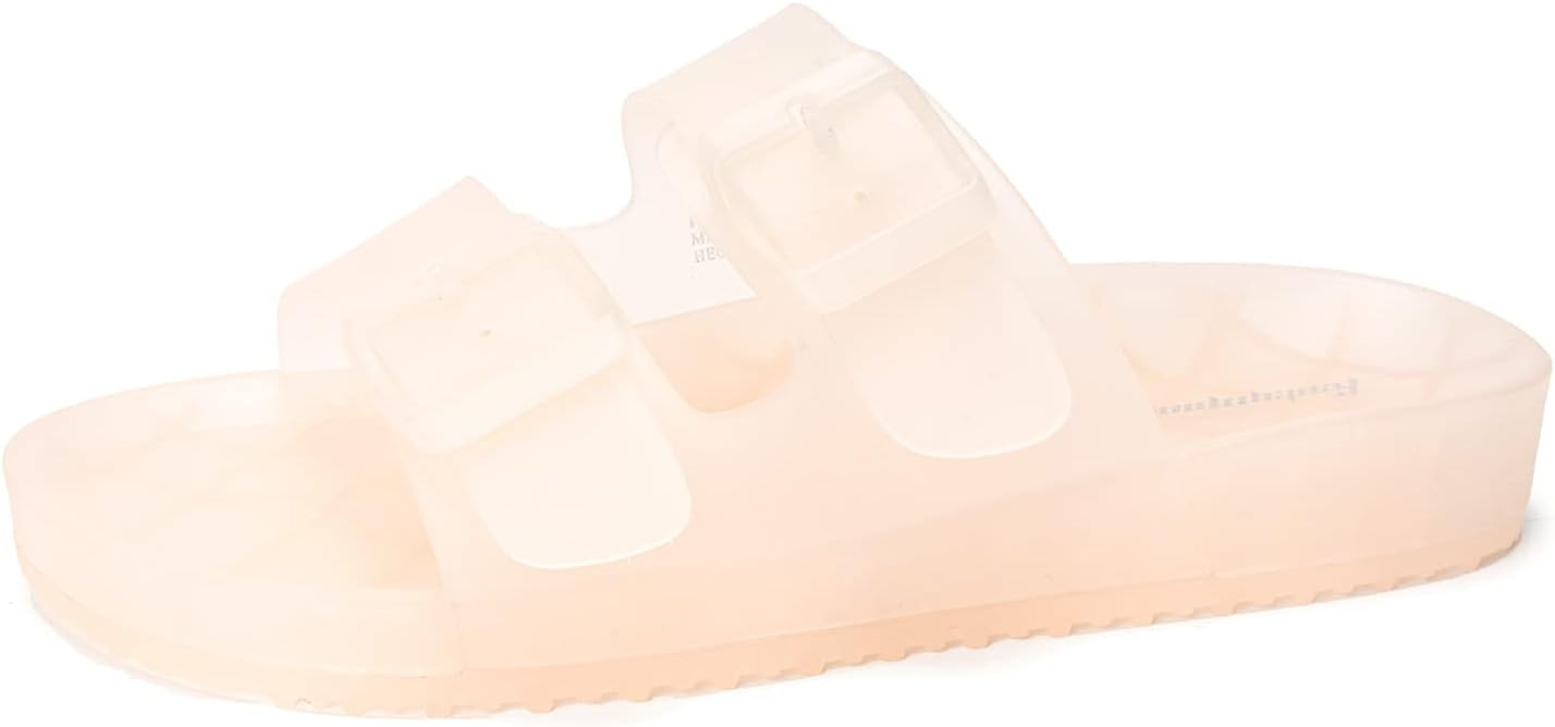 FUNKYMONKEY Women's Comfort Slides Double Buckle Adjustable Plastics Flat Sandals | Amazon (US)
