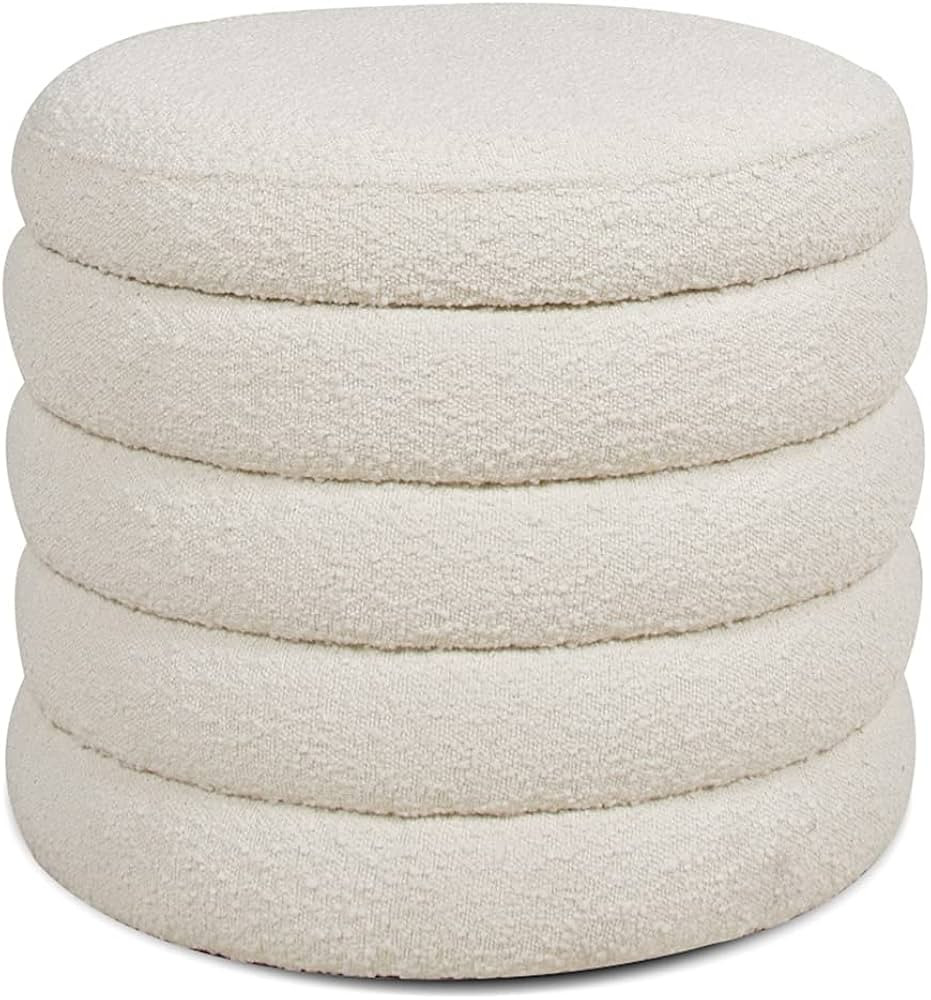 Jennifer Taylor Home Fuji 19" Upholstered Boucle Round Storage Ottoman | Amazon (US)