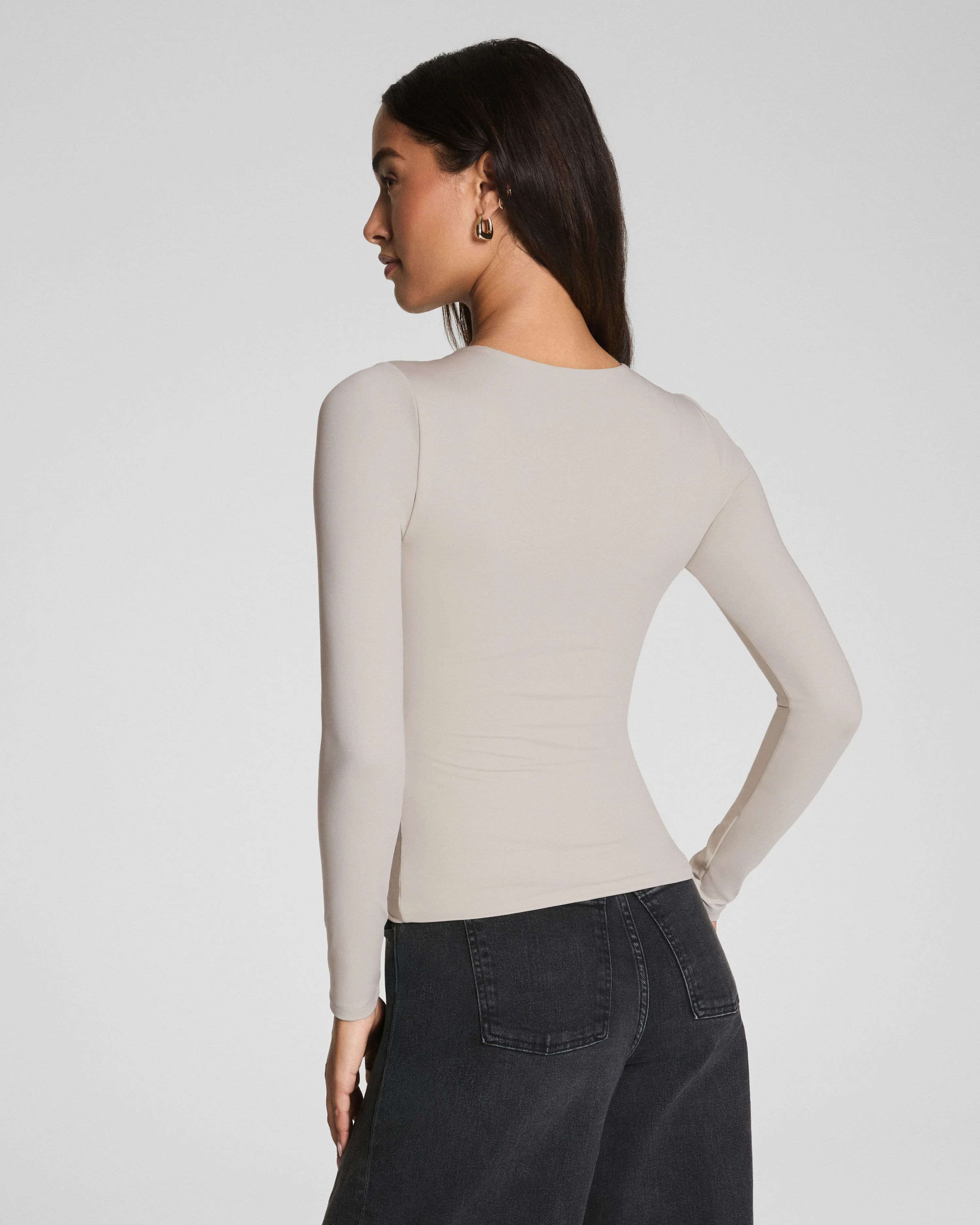 Jersey Crewneck Long Sleeve Top – Smoothing Layer | SPANX | Spanx