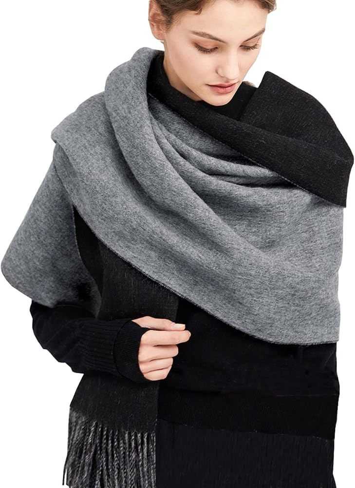 GERUNSI Cashmere Scarf Women Oversized Pashmina Large Warm Shawls Wraps 2 Tone Solid Color for Au... | Amazon (US)