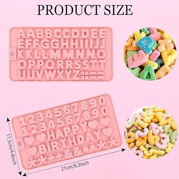 2 pcs Number Chocolate Molds and Letter Silicone Molds,Reusable Alphabet Candy Molds with Happy B... | Amazon (US)