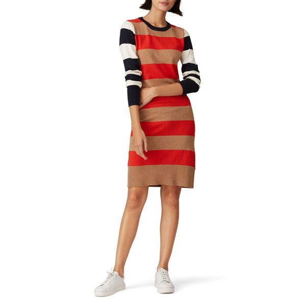 Scotch & Soda Multi Striped Sweater Dress brown-print | Rent the Runway