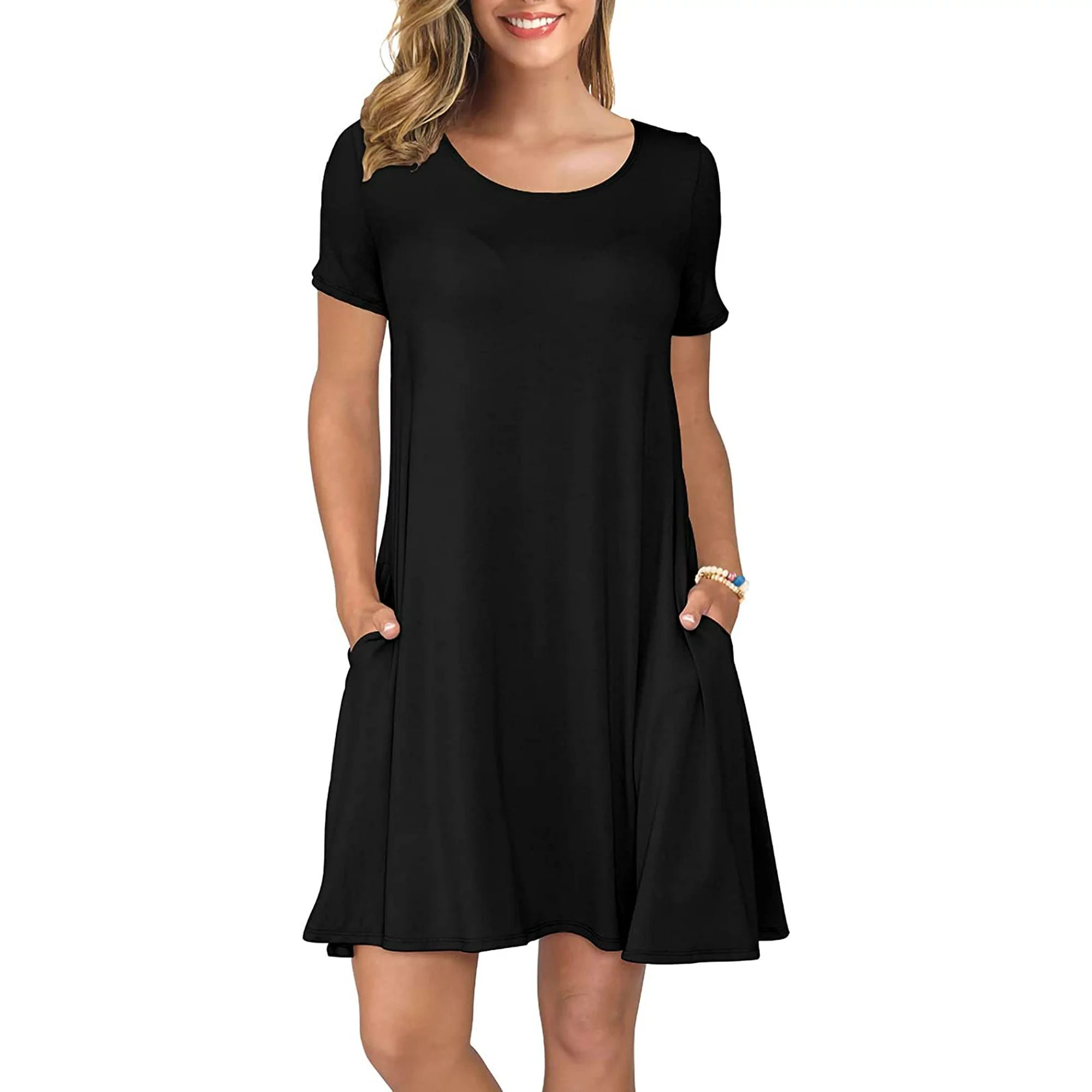 ANYJOIN Women's Summer Casual T Shirt Dresses Short Sleeve Swing Dress Pockets | Walmart (US)