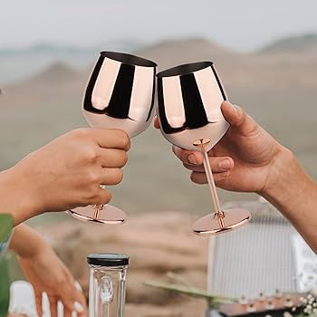 Arora Stainless Steel Wine Glass 18oz - Set of 4 Copper - 3.6" D x 8.3" H (850961) | Amazon (US)