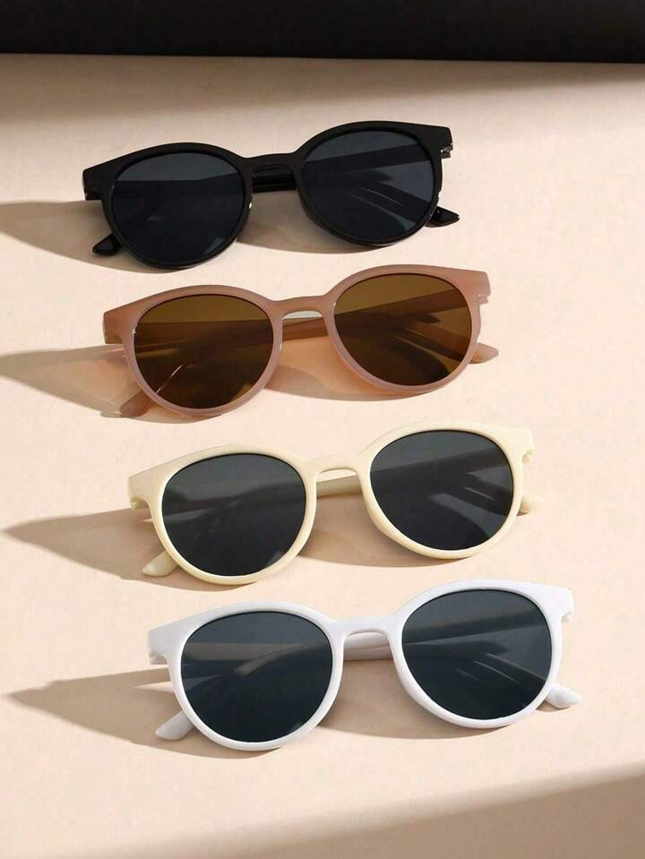 4pcs Retro Personality Teenagers' Round Sunglasses, Daily Uv Protection | SHEIN