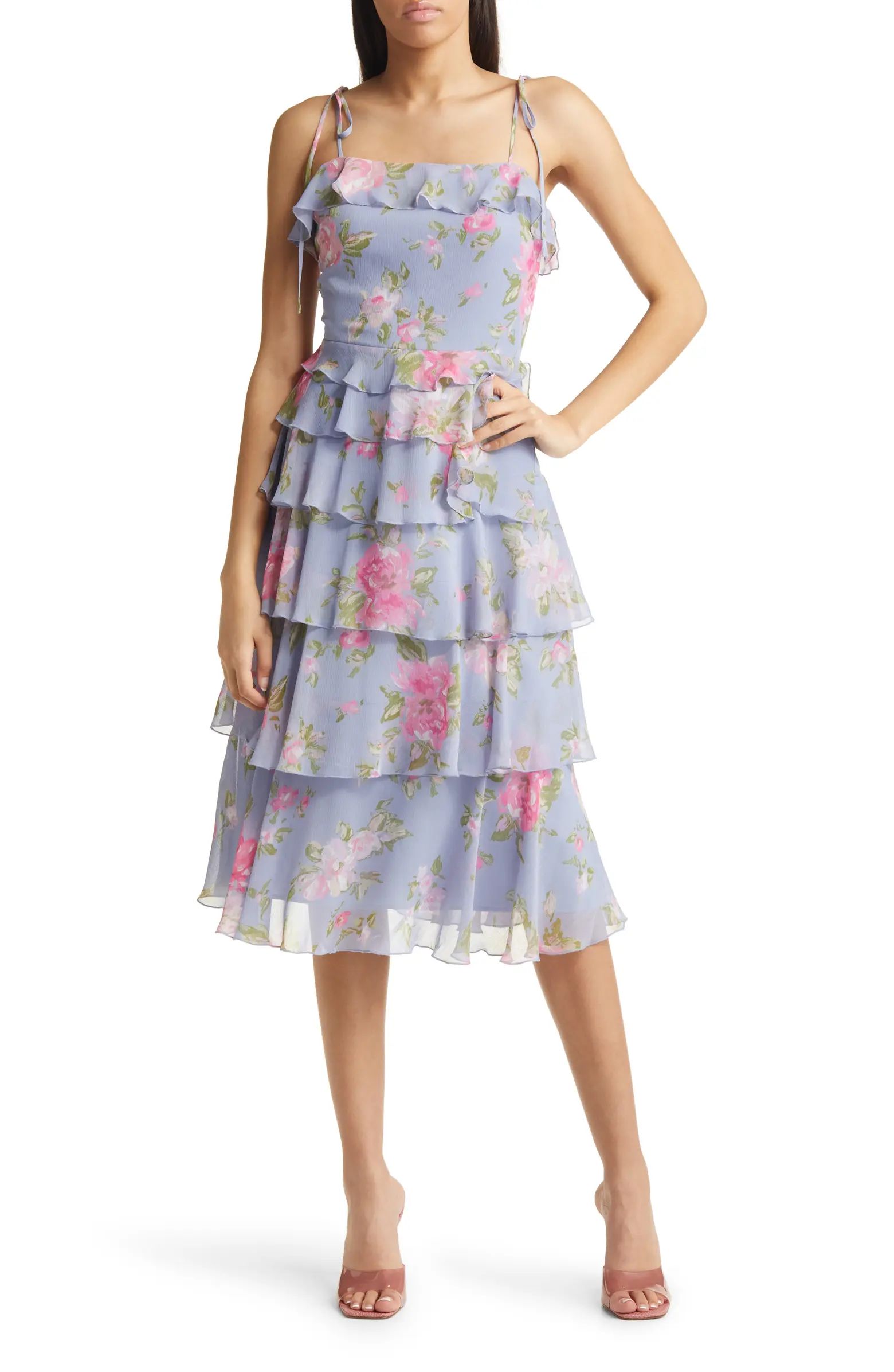 The Essie Floral Tiered Ruffle Cocktail Dress | Nordstrom