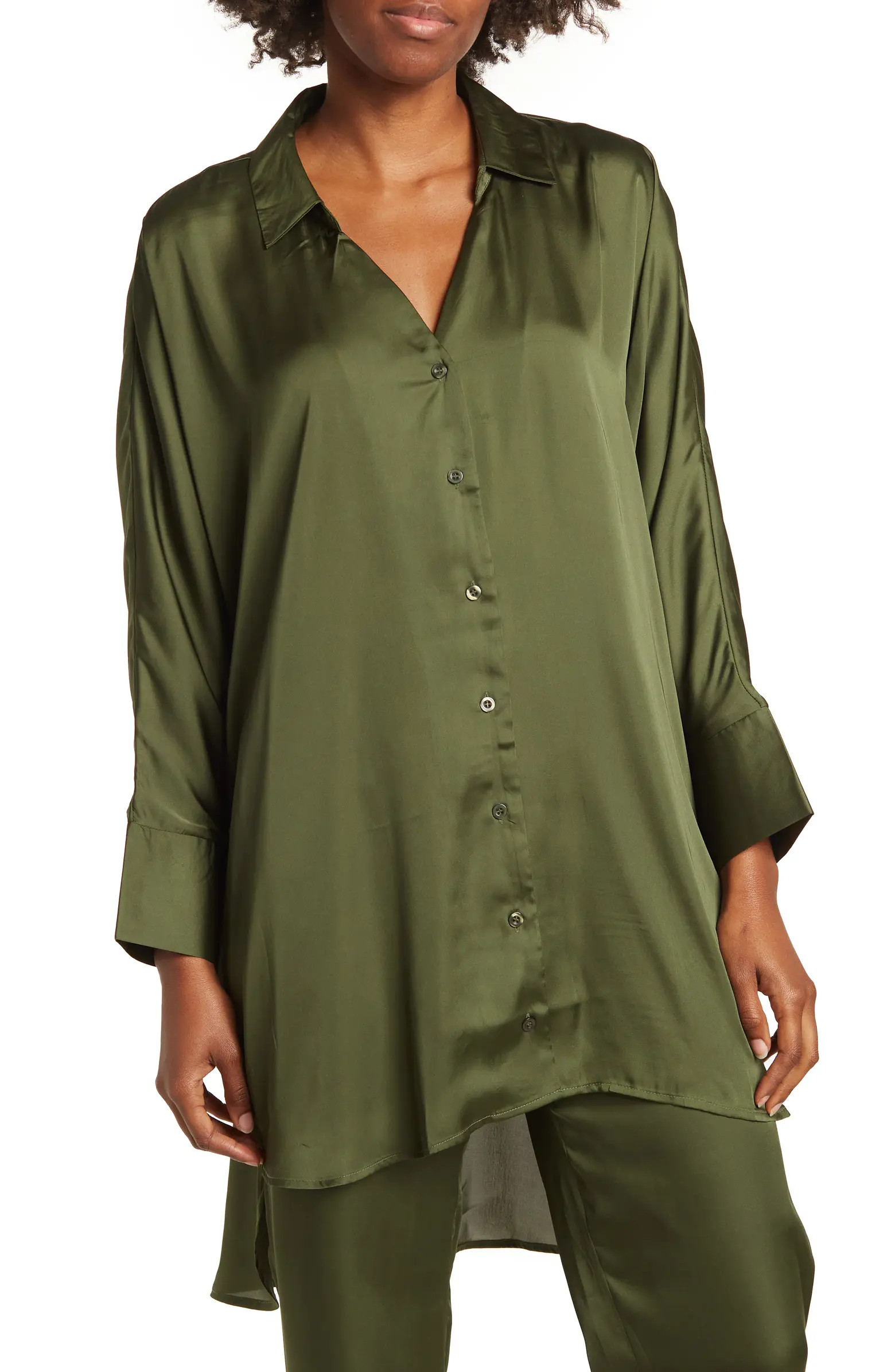 Marissa Collared Poly Silk Tunic | Nordstrom Rack