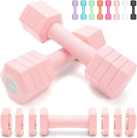 Adjustable Dumbbells Set, 4 in 1 Hand Weights Set for Women Men 10 LB/ 12 LB Dumbbell Pair Each 2... | Amazon (US)