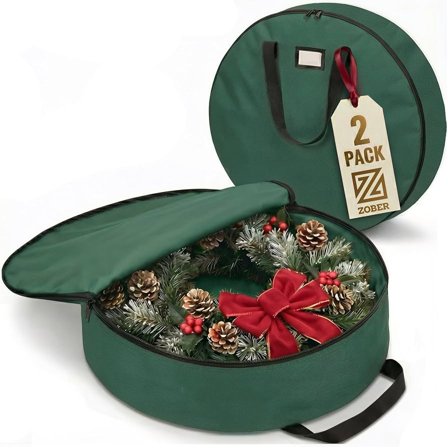 ZOBER 2 Pack Oxford Christmas Wreath Storage Container 30 Inch - Wreath Bag for Artificial Wreath... | Amazon (US)