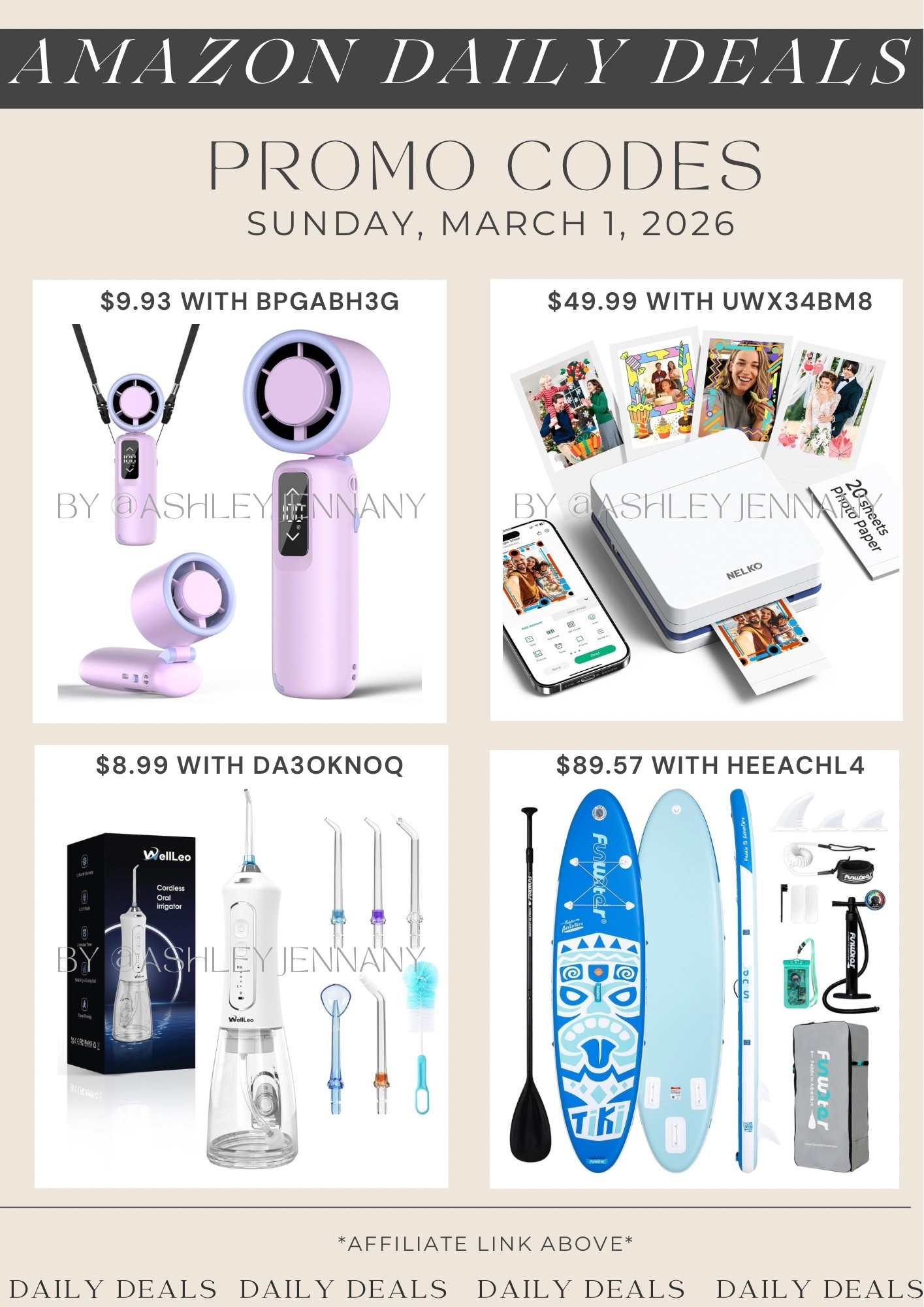 Amazon deals on this portable fan, photo, printer, water floss, and paddleboard

#LTKSeasonal #LTKSaleAlert #LTKHome