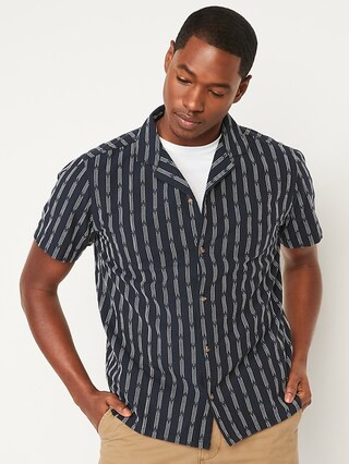 Dobby-Stripe Short-Sleeve Camp Shirt for Men | Old Navy (US)