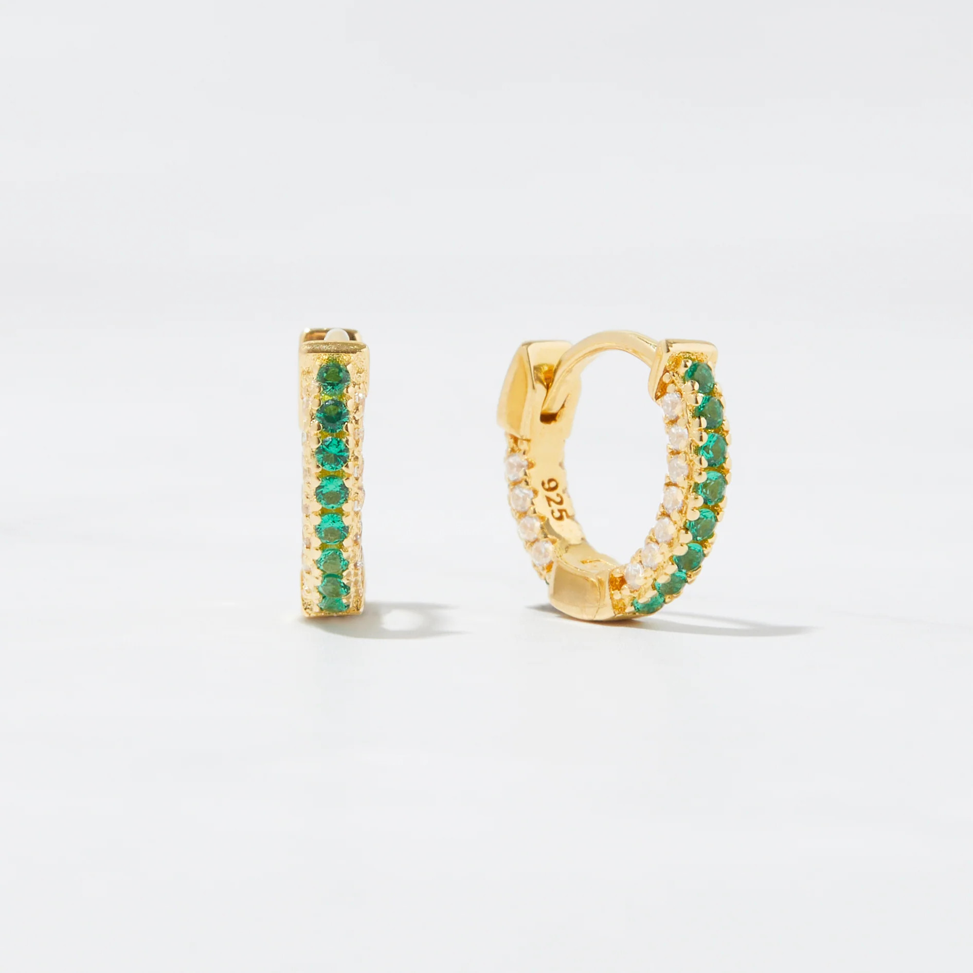 Emerald Stripe Pavé Huggies | Sami Jewels