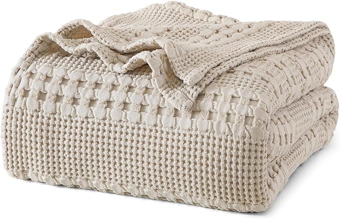 PHF 100% Cotton Waffle Weave Blanket King Size for Bed, Lightweight Washed Cotton Blanket - 108"x... | Amazon (US)