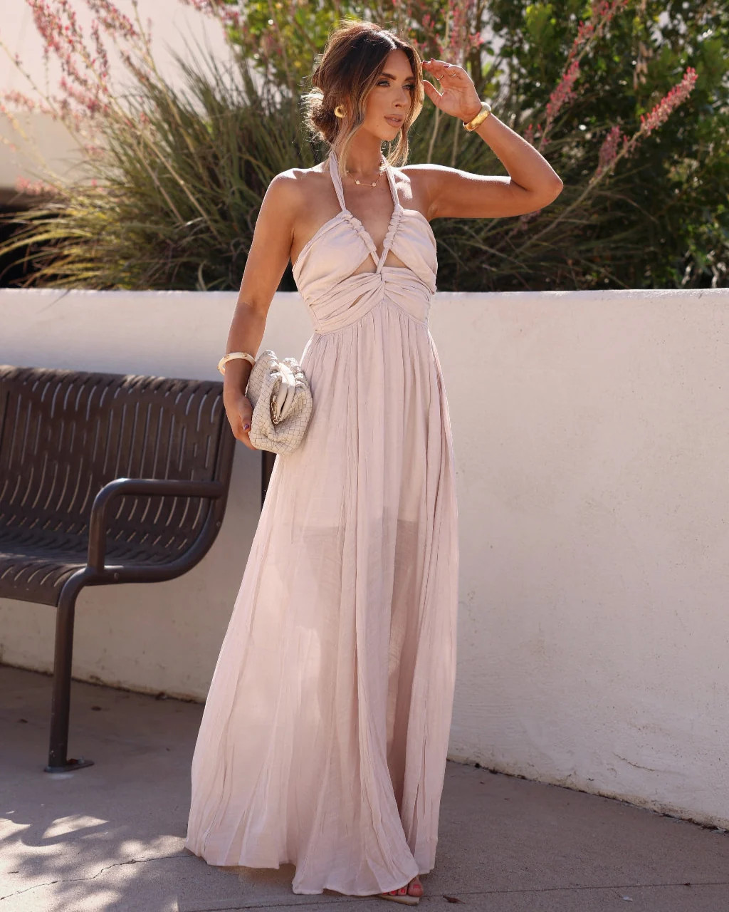 Elmhurst Ruched Halter Maxi Dress | VICI