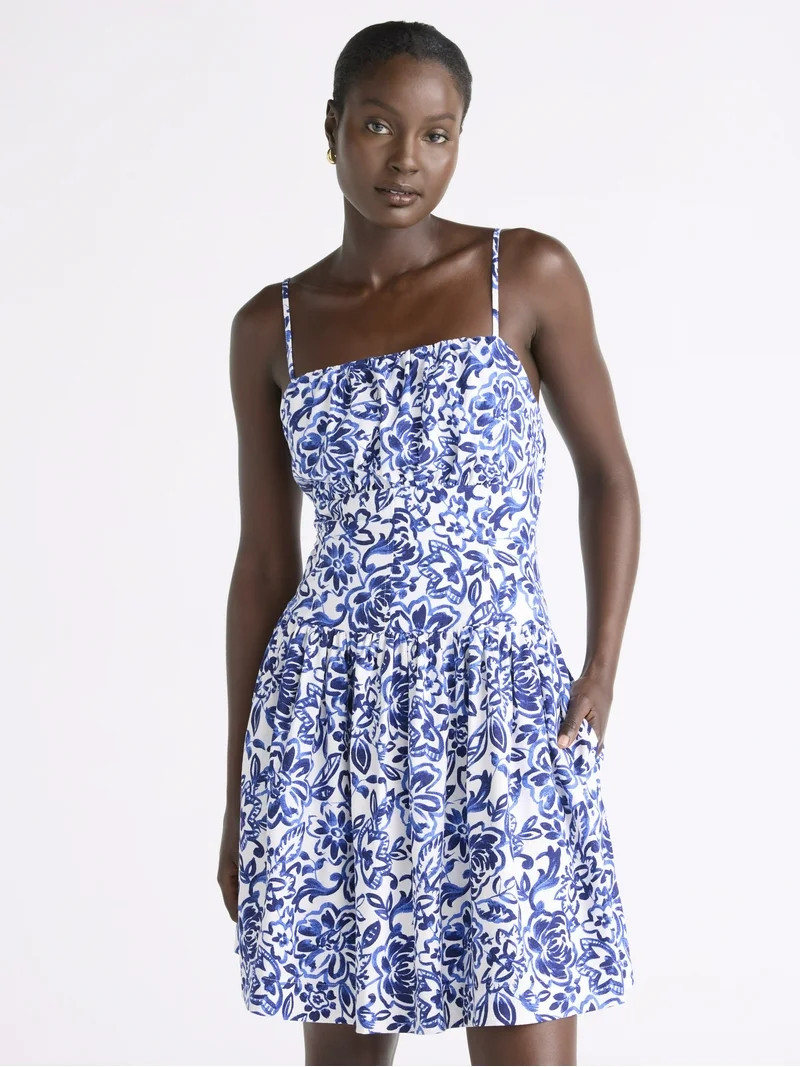 Free Assembly Women's Linen Mini Dress, Sizes XS-XXL - Walmart.com | Walmart (US)