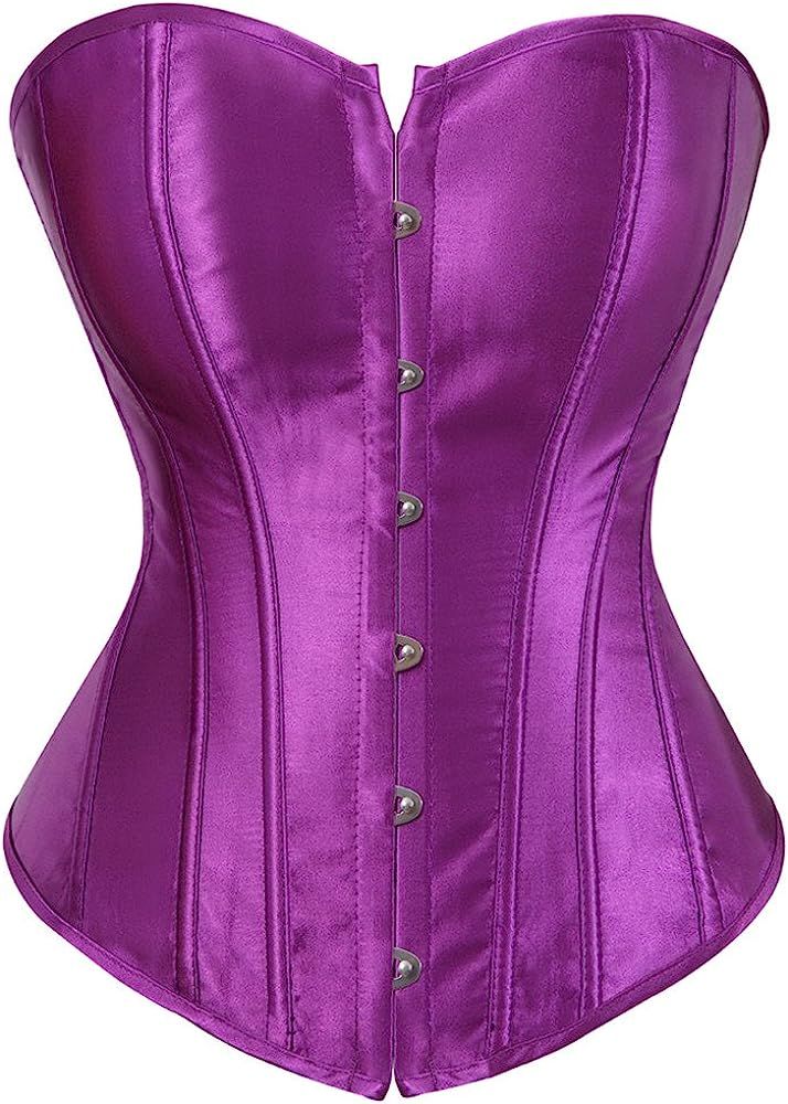 Corsets for Women Satin Corset Top Lace up Fashion Bustier Body Shaper Waist Cincher Corset | Amazon (US)