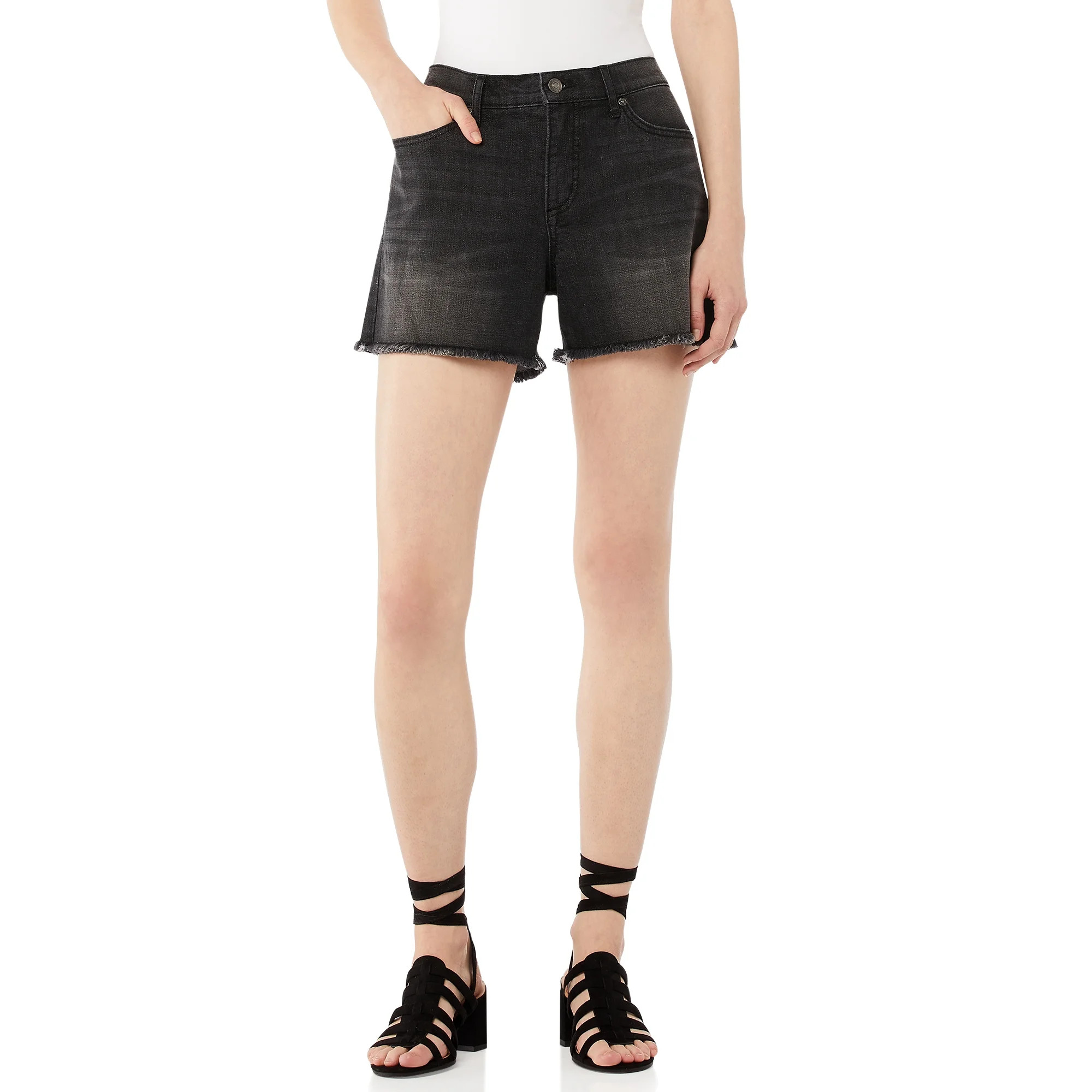 Scoop Women's Retro Boy Fray Hem Shorts | Walmart (US)
