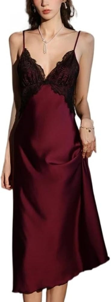 Women Sexy Elegant Satin V Neck Long Dresses | Amazon (US)
